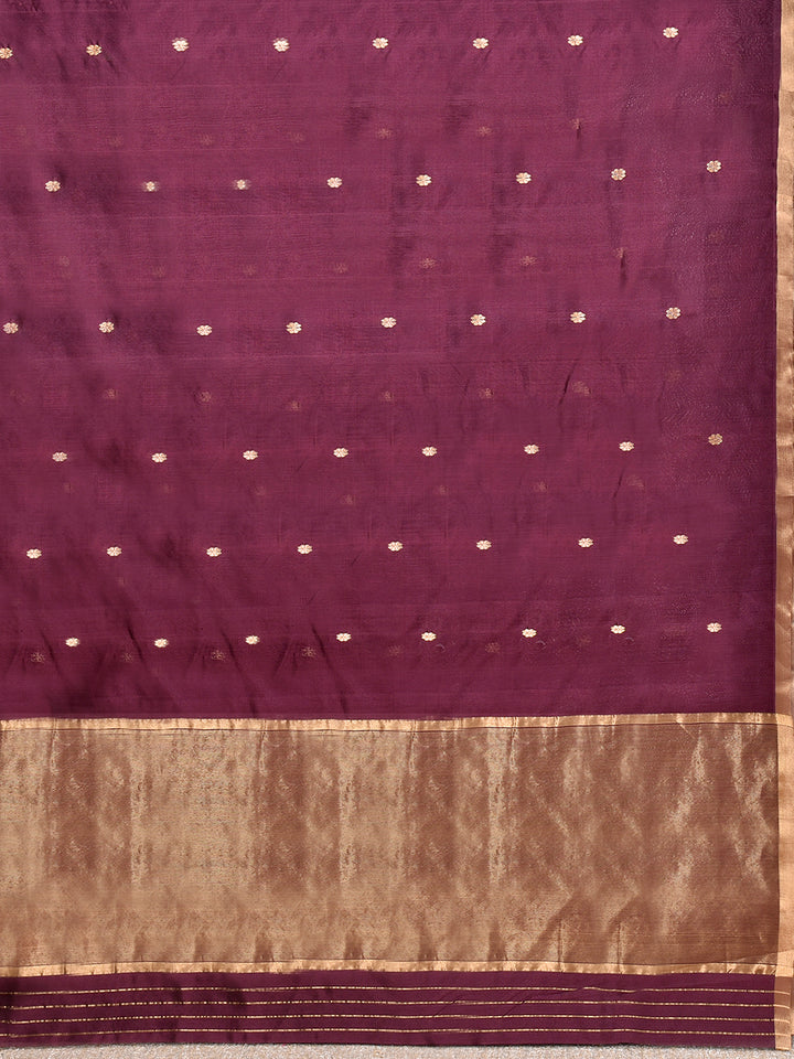 NUMISHKA : HANDWOVEN CHANDERI SILK SAREE WITH ZARI BOOTIS ALL OVER
