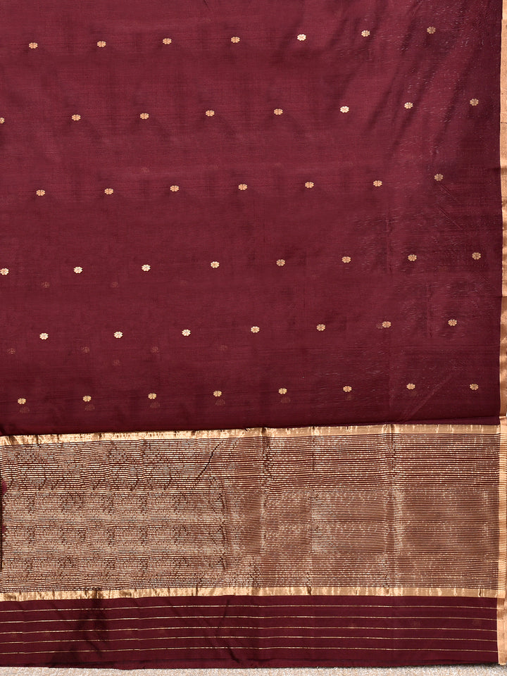 SARISKA : HANDWOVEN CHANDERI SILK SAREE WITH ZARI BOOTIS ALL OVER