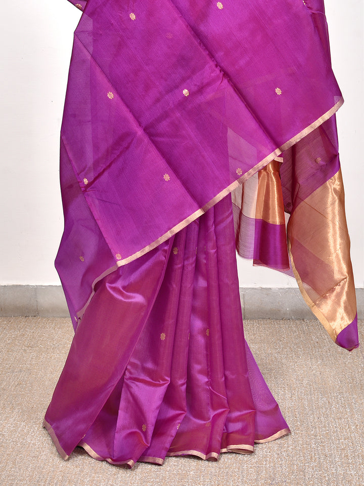 TULJA : HANDWOVEN CHANDERI SILK SAREE WITH ZARI BOOTIS ALL OVER