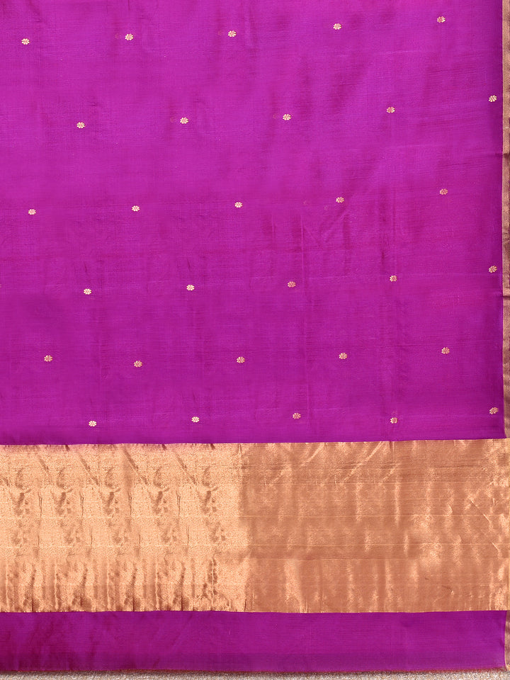 TULJA : HANDWOVEN CHANDERI SILK SAREE WITH ZARI BOOTIS ALL OVER