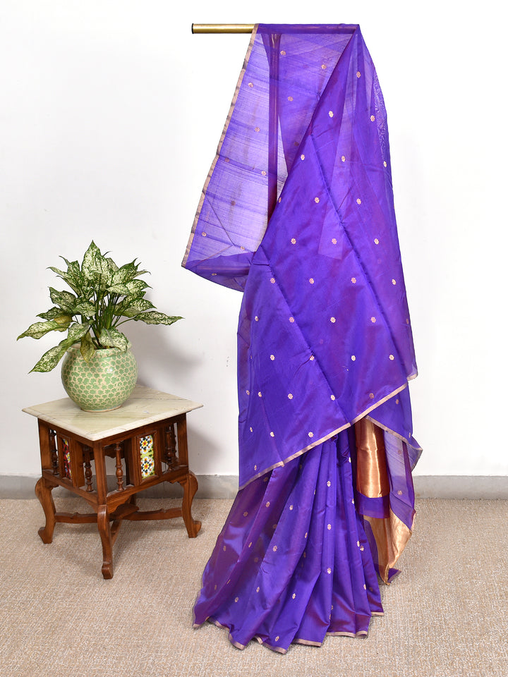 MINAJ  : HANDWOVEN CHANDERI SILK SAREE WITH ZARI BOOTIS ALL OVER