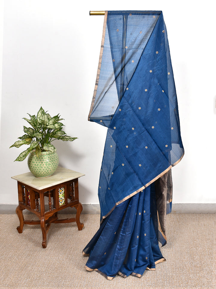 RUPJA : HANDWOVEN CHANDERI SILK SAREE WITH ZARI BOOTIS ALL OVER