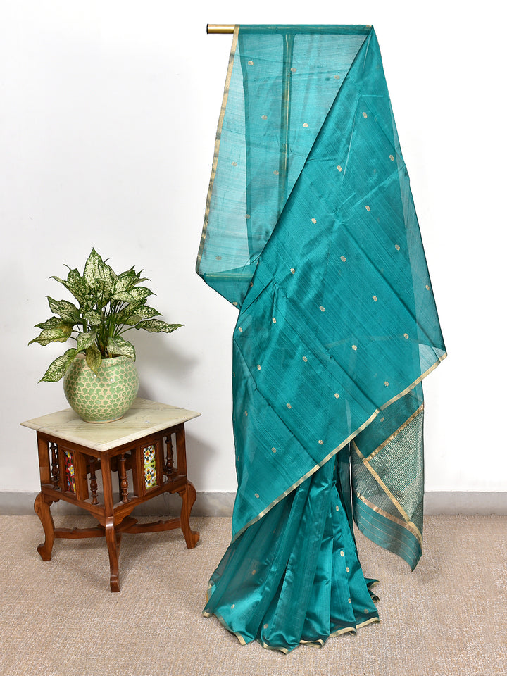 SHRISTI : HANDWOVEN CHANDERI SILK SAREE WITH ZARI BOOTIS ALL OVER