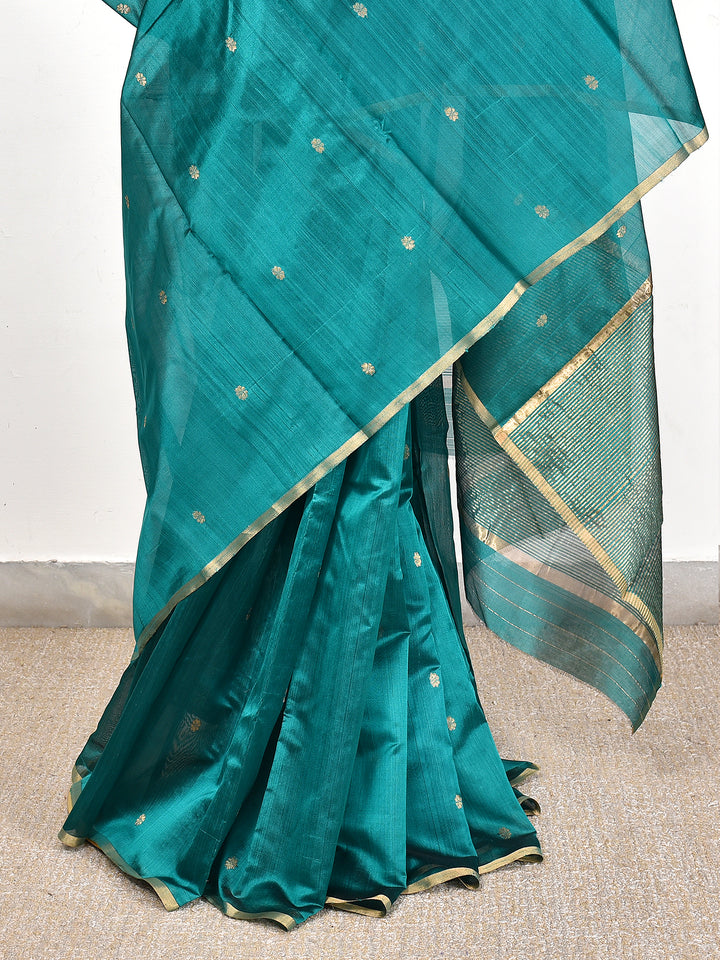 SHRISTI : HANDWOVEN CHANDERI SILK SAREE WITH ZARI BOOTIS ALL OVER