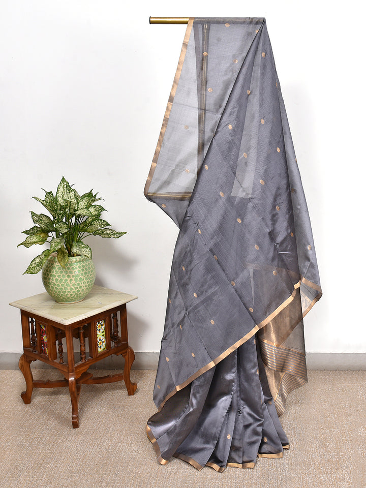 MITANSHI : HANDWOVEN CHANDERI SILK SAREE WITH ZARI BOOTIS ALL OVER