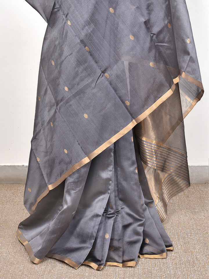 MITANSHI : HANDWOVEN CHANDERI SILK SAREE WITH ZARI BOOTIS ALL OVER