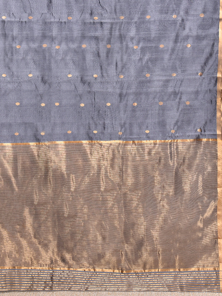 MITANSHI : HANDWOVEN CHANDERI SILK SAREE WITH ZARI BOOTIS ALL OVER