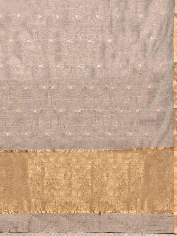 SHABNAMI : HANDWOVEN CHANDERI SILK SAREE WITH ZARI BOOTIS ALL OVER