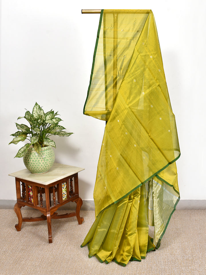 MRIDULA : HANDWOVEN CHANDERI SILK SAREE WITH ZARI BOOTIS ALL OVER