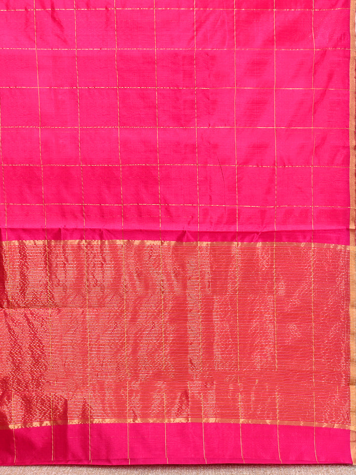 DEHAL : HANDWOVEN PATTU ZARI CHECKS CHANDERI SILK SAREE