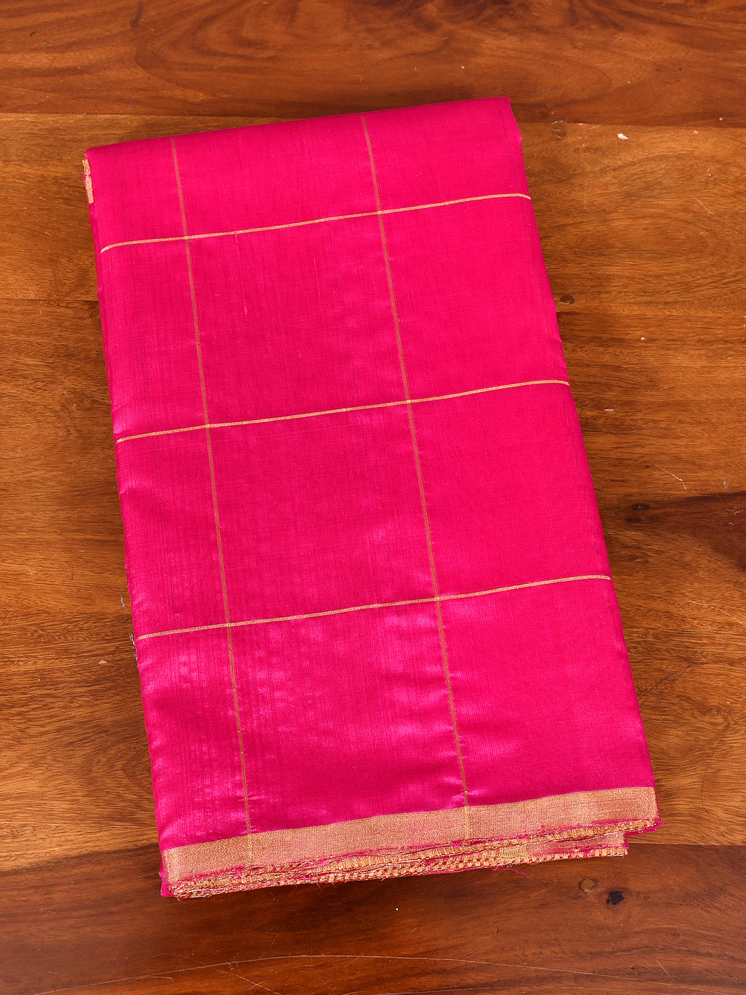 DEHAL : HANDWOVEN PATTU ZARI CHECKS CHANDERI SILK SAREE