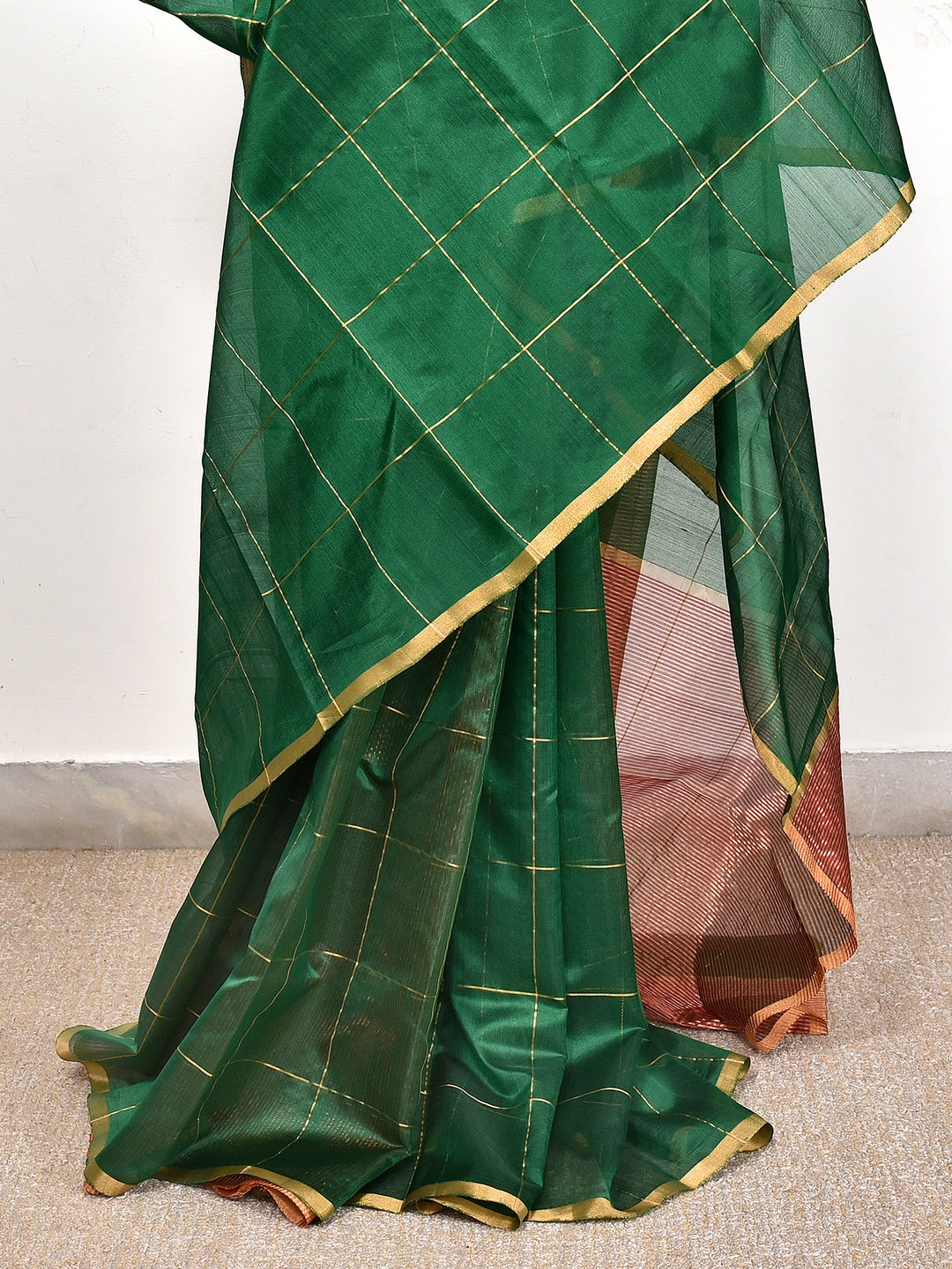 ABHISHYA : HANDWOVEN PATTU ZARI CHECKS CHANDERI SILK SAREE
