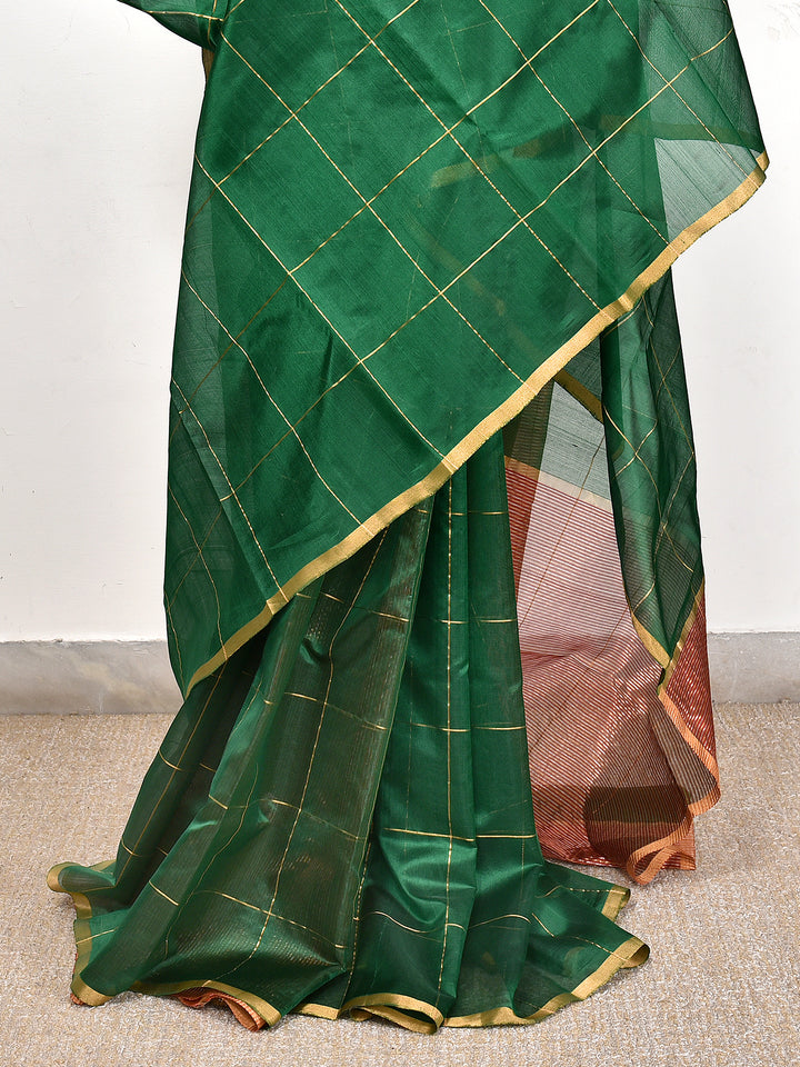 ABHISHYA : HANDWOVEN PATTU ZARI CHECKS CHANDERI SILK SAREE