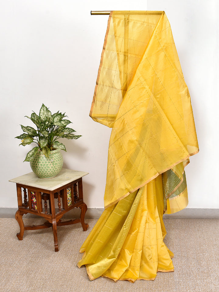 KHYAAL : HANDWOVEN PATTU ZARI CHECKS CHANDERI SILK SAREE