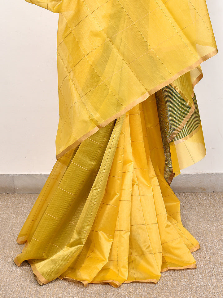 KHYAAL : HANDWOVEN PATTU ZARI CHECKS CHANDERI SILK SAREE