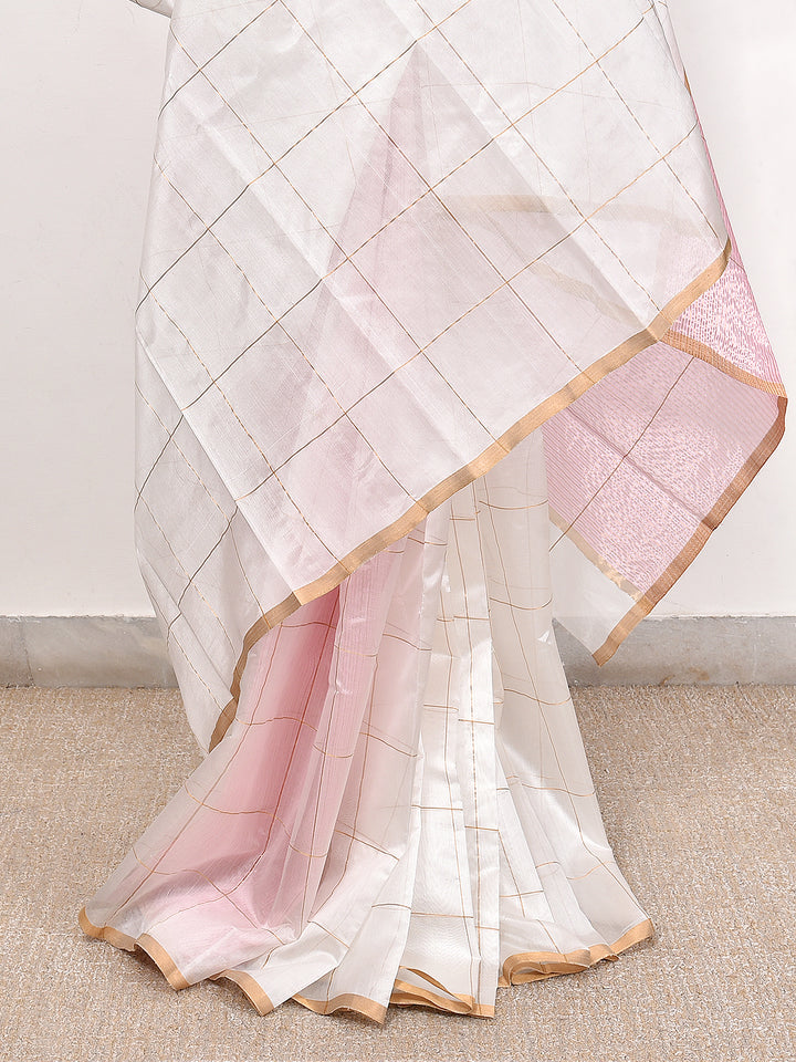 SHANTI : HANDWOVEN PATTU ZARI CHECKS CHANDERI SILK SAREE