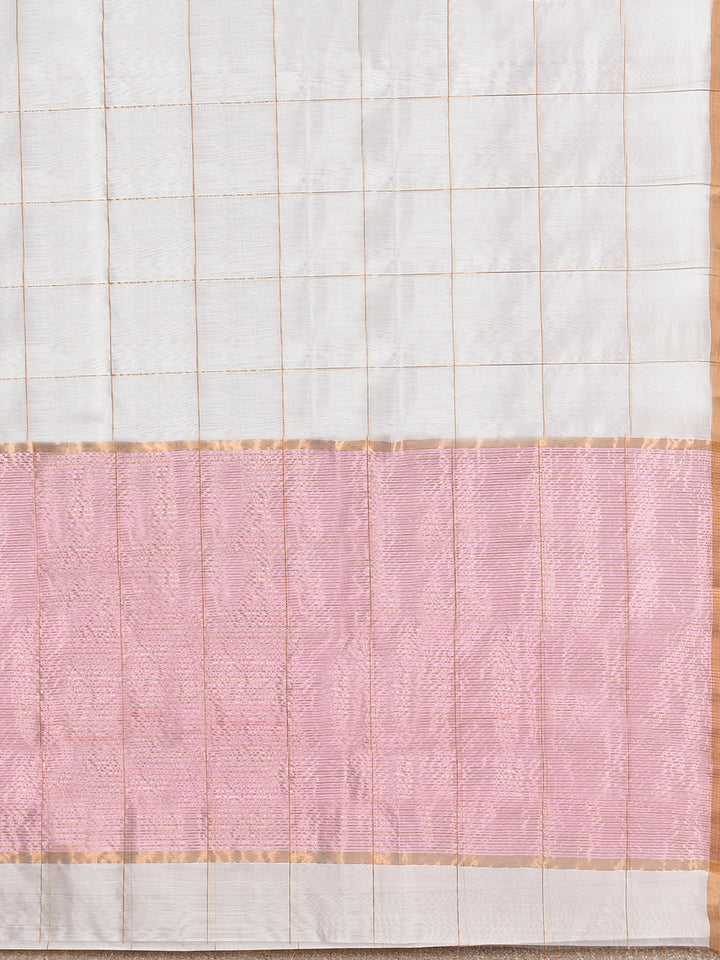 SHANTI : HANDWOVEN PATTU ZARI CHECKS CHANDERI SILK SAREE