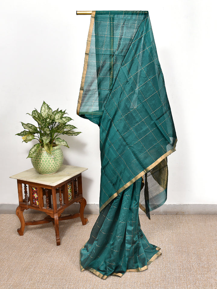 KHAMIRI : HANDWOVEN PATTU ZARI CHECKS CHANDERI SILK SAREE