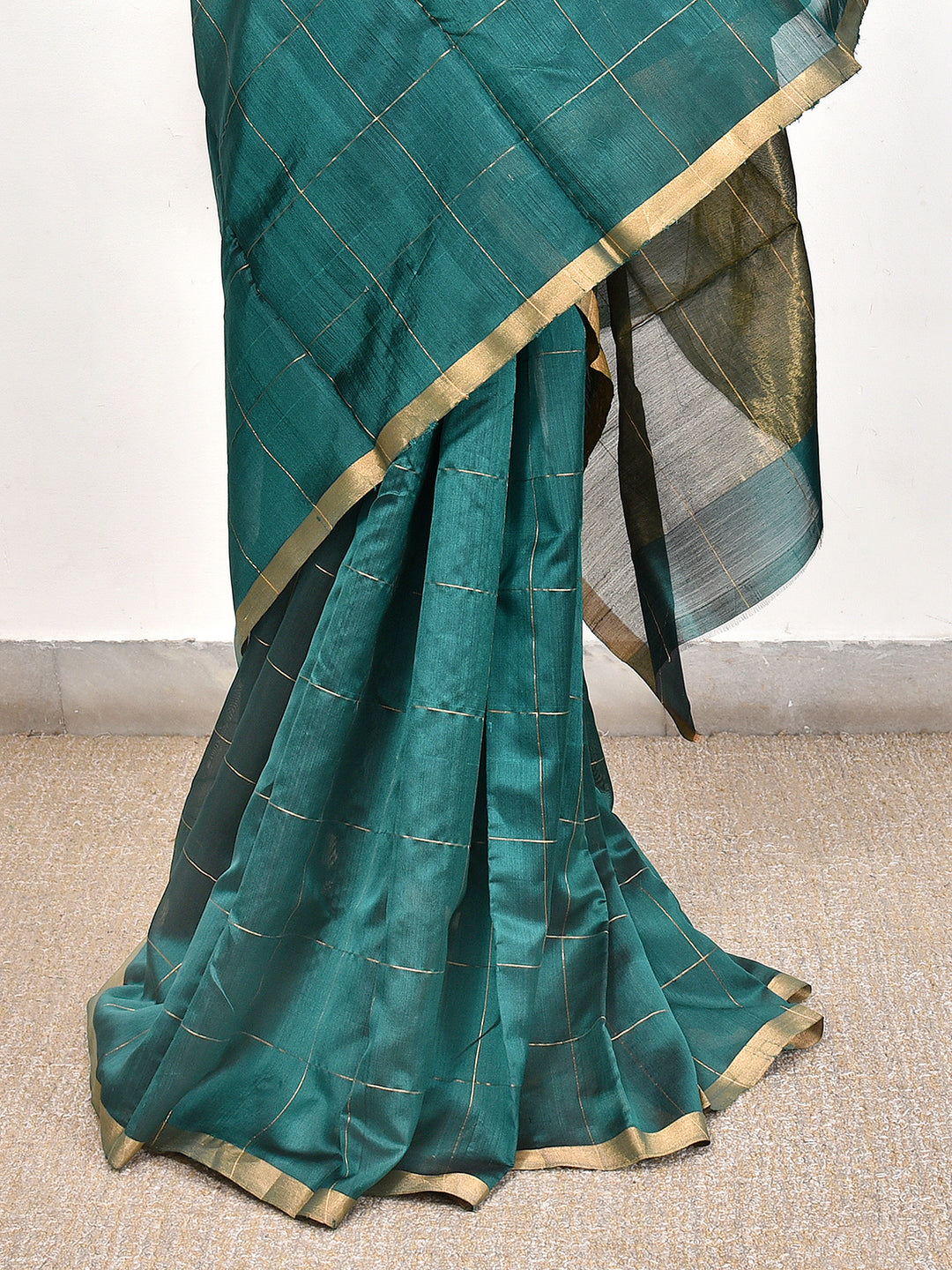 KHAMIRI : HANDWOVEN PATTU ZARI CHECKS CHANDERI SILK SAREE
