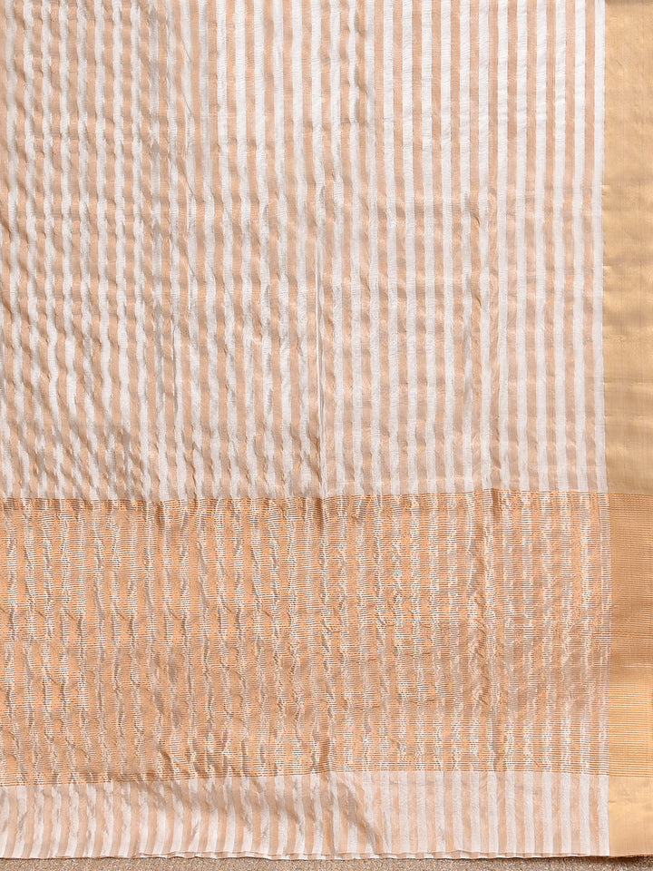 SURMA: HANDWOVEN ZARI BY PATTU STRIPES CHANDERI SILK SAREE