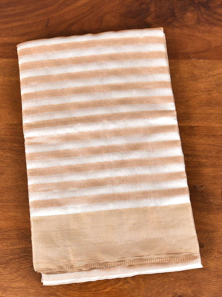 SURMA: HANDWOVEN ZARI BY PATTU STRIPES CHANDERI SILK SAREE