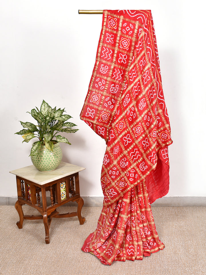 HETAL : HAND BANDHANI PURE GAJJI SILK GHARCHOLA SAREE
