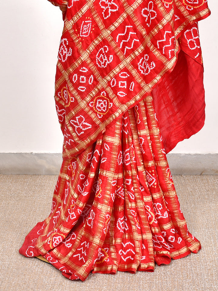 HETAL : HAND BANDHANI PURE GAJJI SILK GHARCHOLA SAREE
