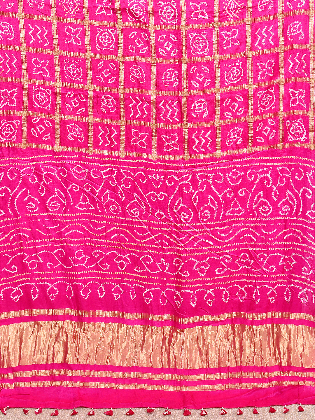 SUBHALI : HAND BANDHANI PURE GAJJI SILK GHARCHOLA SAREE