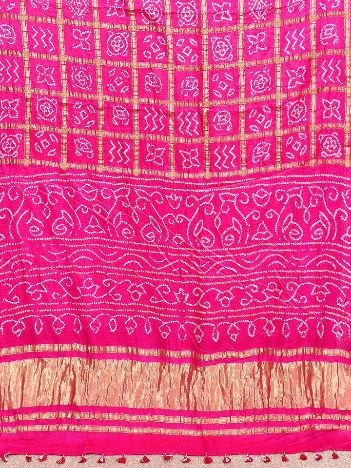SUBHALI : HAND BANDHANI PURE GAJJI SILK GHARCHOLA SAREE