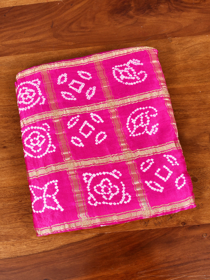 SUBHALI : HAND BANDHANI PURE GAJJI SILK GHARCHOLA SAREE