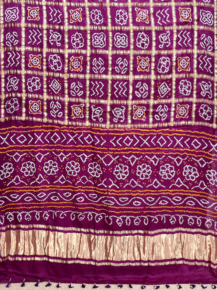 TRISYA : HAND BANDHANI PURE GAJJI SILK GHARCHOLA SAREE