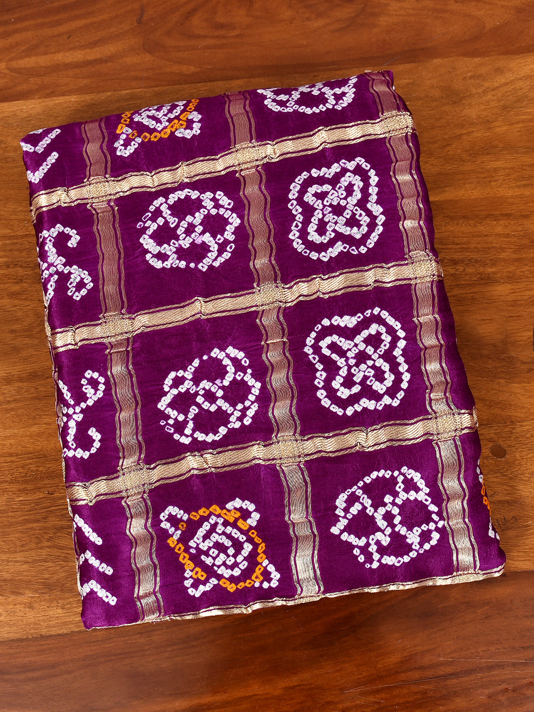 TRISYA : HAND BANDHANI PURE GAJJI SILK GHARCHOLA SAREE