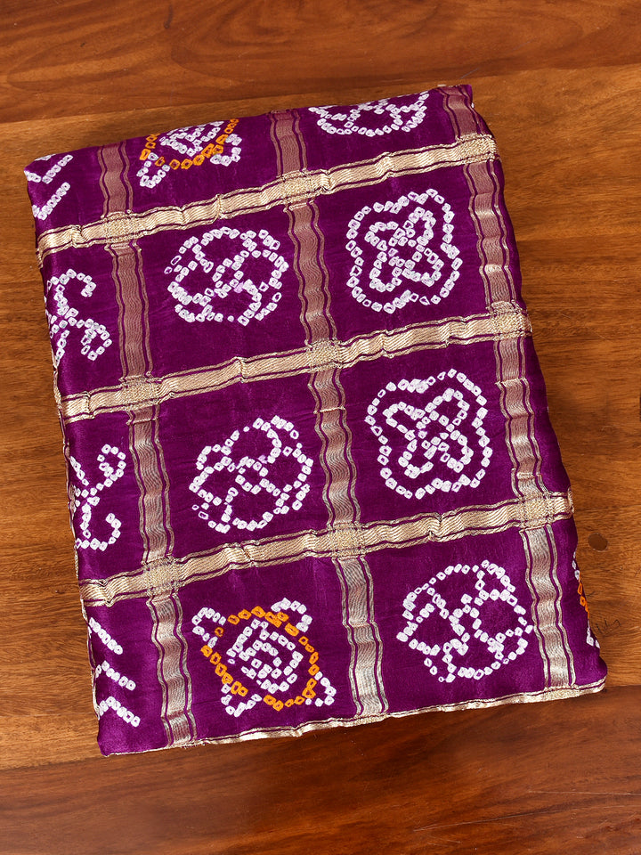 TRISYA : HAND BANDHANI PURE GAJJI SILK GHARCHOLA SAREE