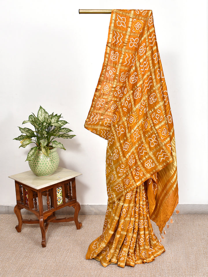 PRINCIKA : HAND BANDHANI PURE GAJJI SILK GHARCHOLA SAREE