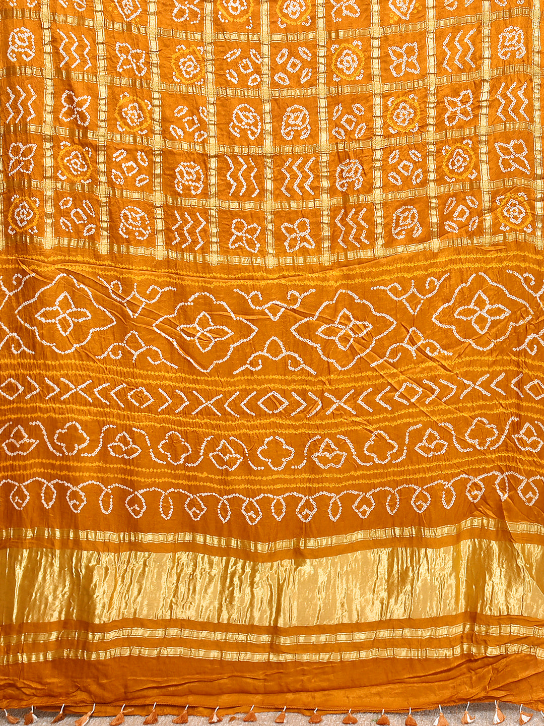 PRINCIKA : HAND BANDHANI PURE GAJJI SILK GHARCHOLA SAREE