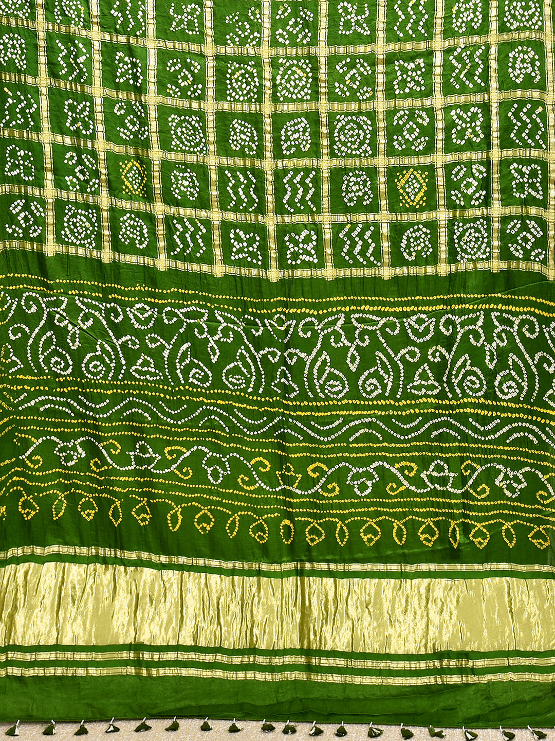 NOORANI  : HAND BANDHANI PURE GAJJI SILK GHARCHOLA SAREE