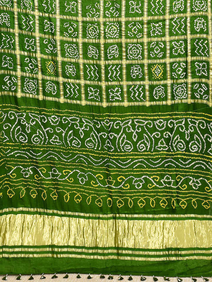 NOORANI  : HAND BANDHANI PURE GAJJI SILK GHARCHOLA SAREE