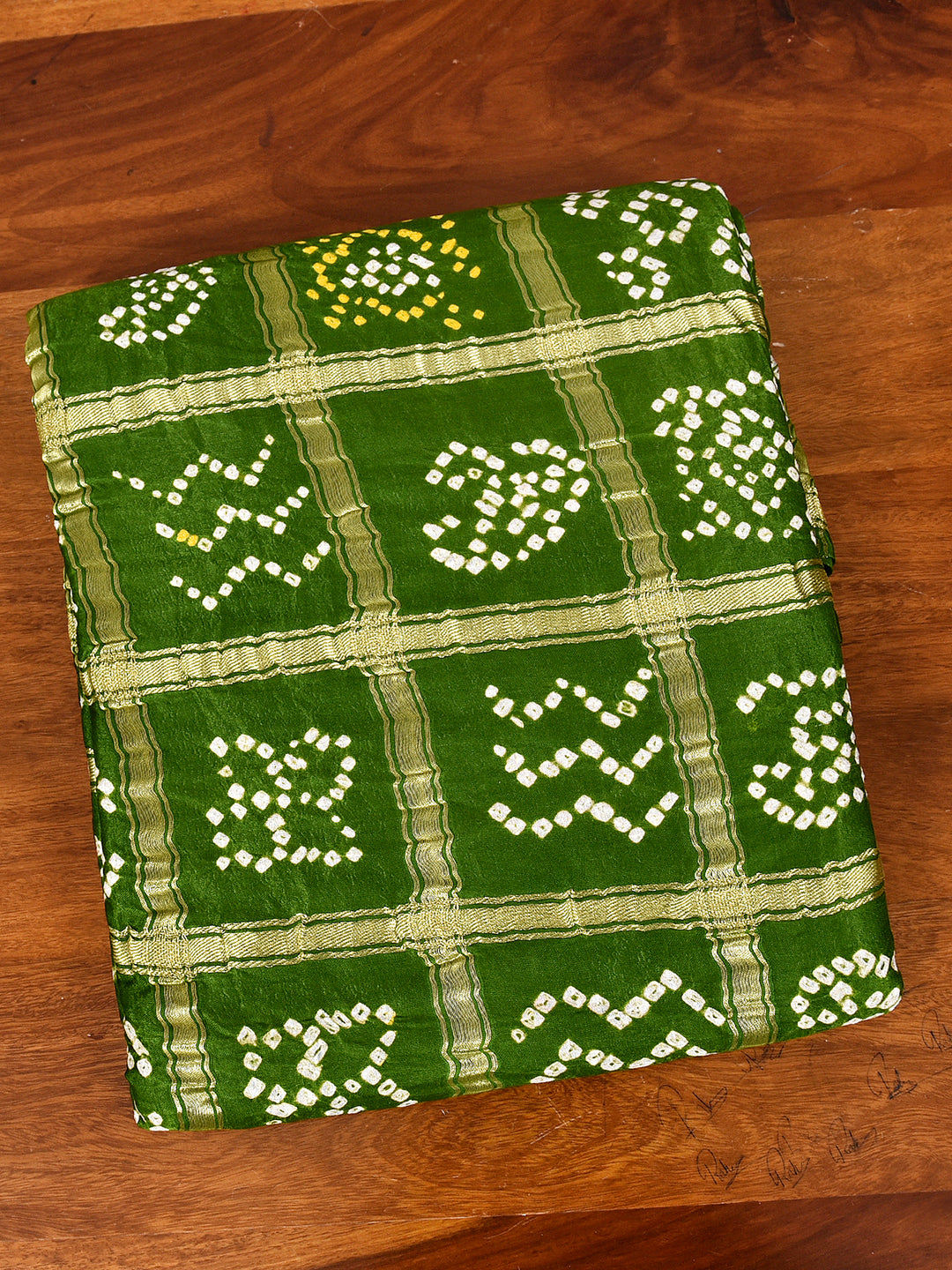 NOORANI  : HAND BANDHANI PURE GAJJI SILK GHARCHOLA SAREE