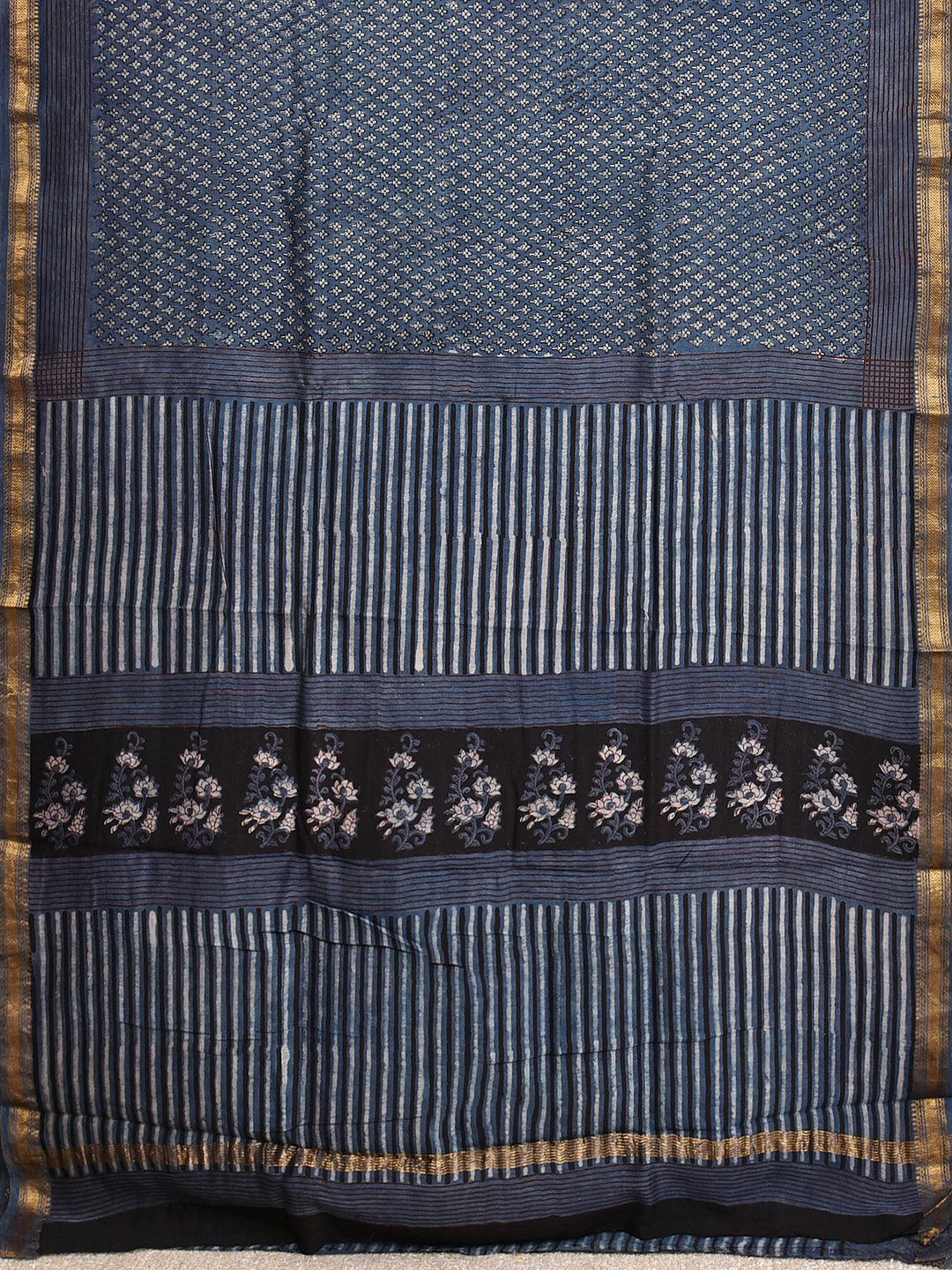 ROOP NAISHA : FADAT HANDBLOCK PRINT MAHESHWARI COTTION SILK SAREE