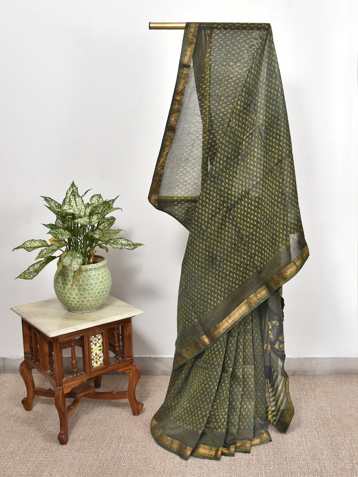 RUKHSAR : FADAT HANDBLOCK PRINT MAHESHWARI COTTION SILK SAREE
