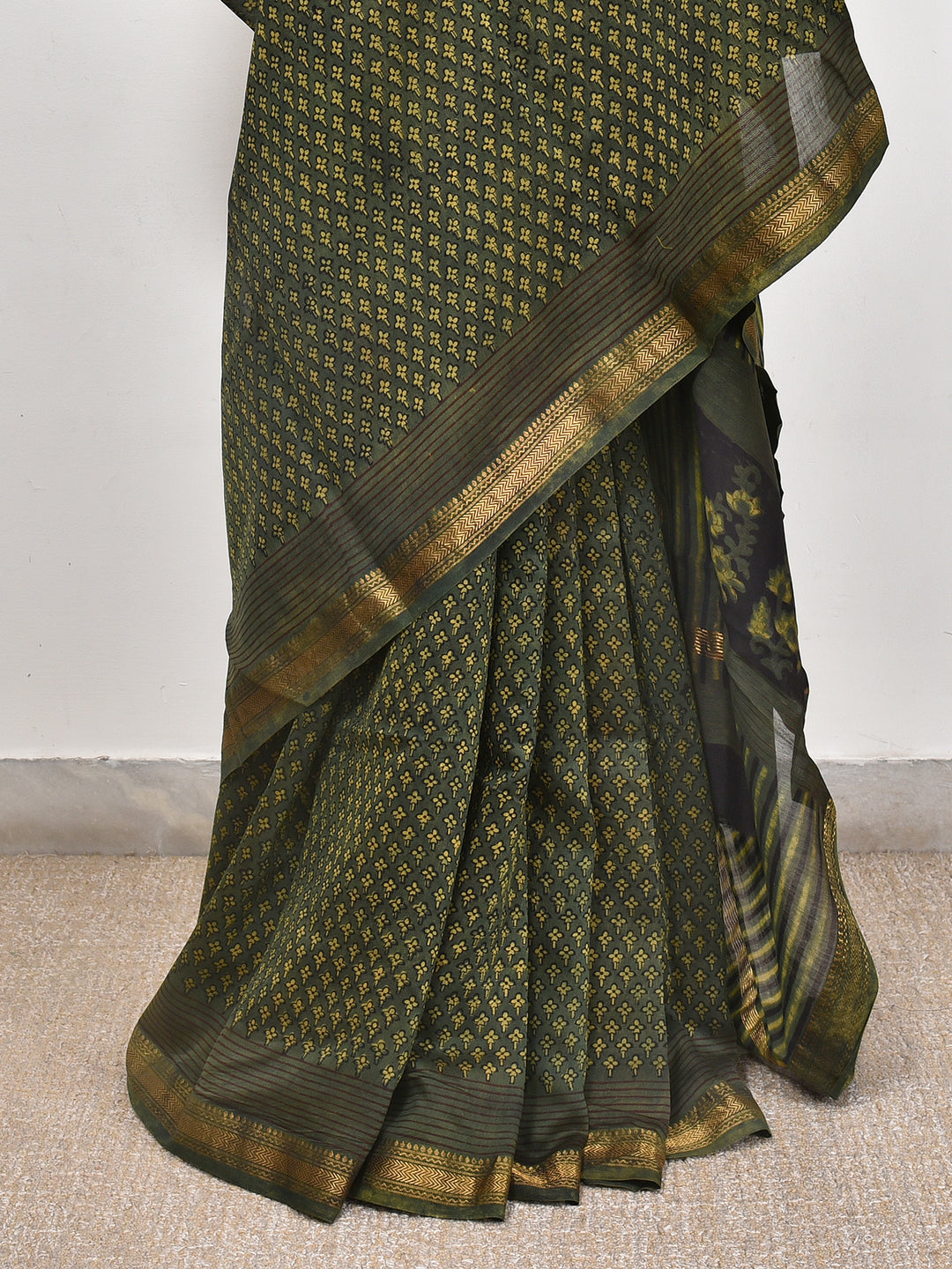 RUKHSAR : FADAT HANDBLOCK PRINT MAHESHWARI COTTION SILK SAREE