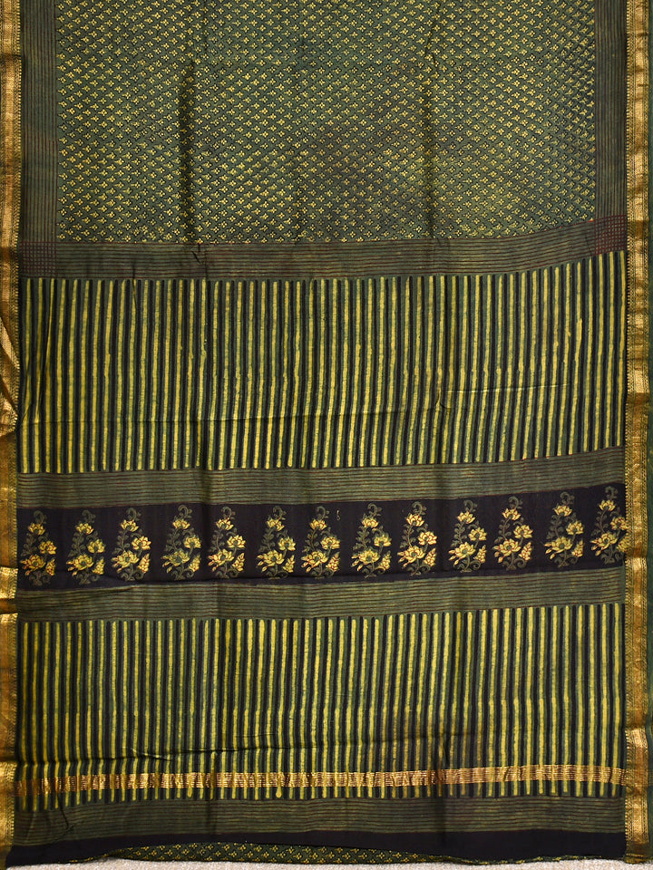 RUKHSAR : FADAT HANDBLOCK PRINT MAHESHWARI COTTION SILK SAREE