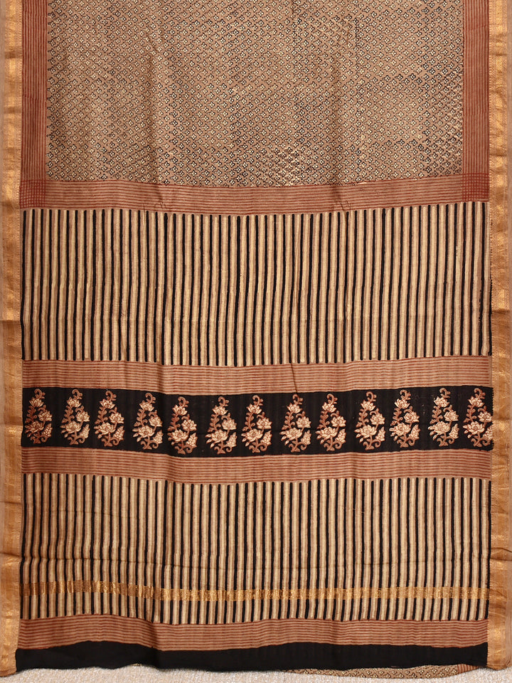 JUGANI : FADAT HANDBLOCK PRINT MAHESHWARI COTTION SILK SAREE
