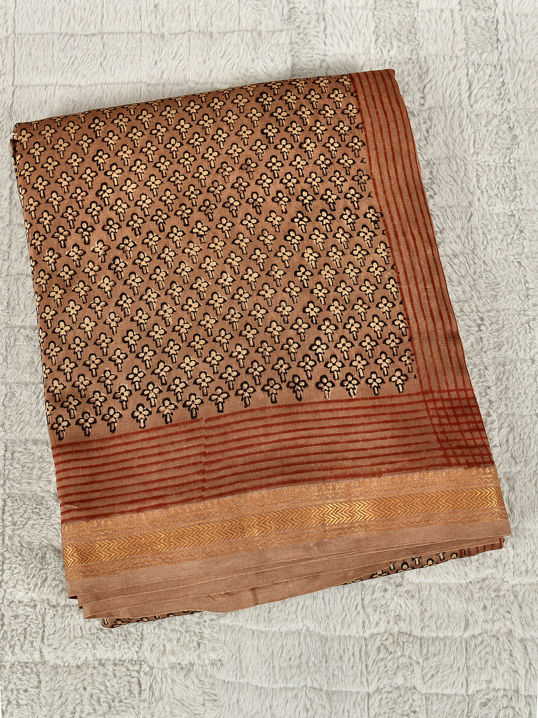 JUGANI : FADAT HANDBLOCK PRINT MAHESHWARI COTTION SILK SAREE