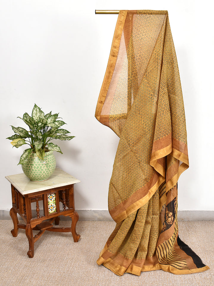 MANALI : FADAT HANDBLOCK PRINT MAHESHWARI COTTION SILK SAREE