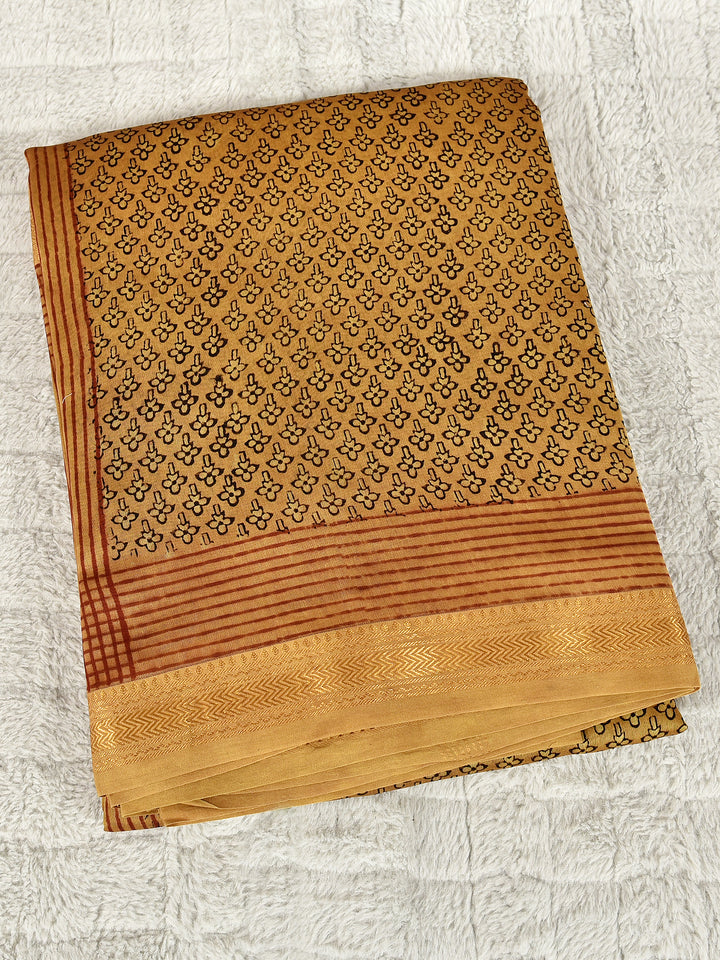 MANALI : FADAT HANDBLOCK PRINT MAHESHWARI COTTION SILK SAREE