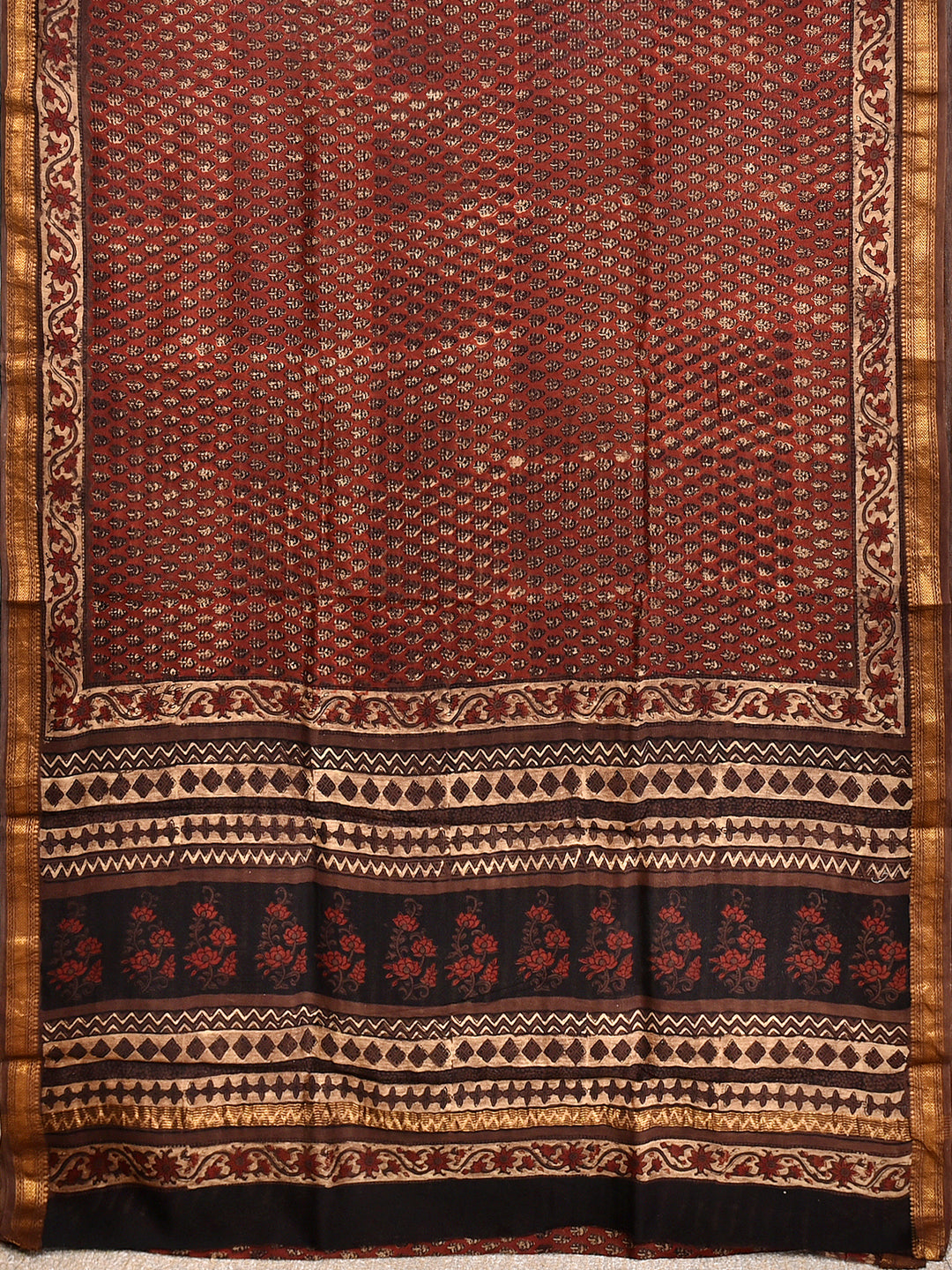 FIRANI : FADAT HANDBLOCK PRINT MAHESHWARI COTTION SILK SAREE