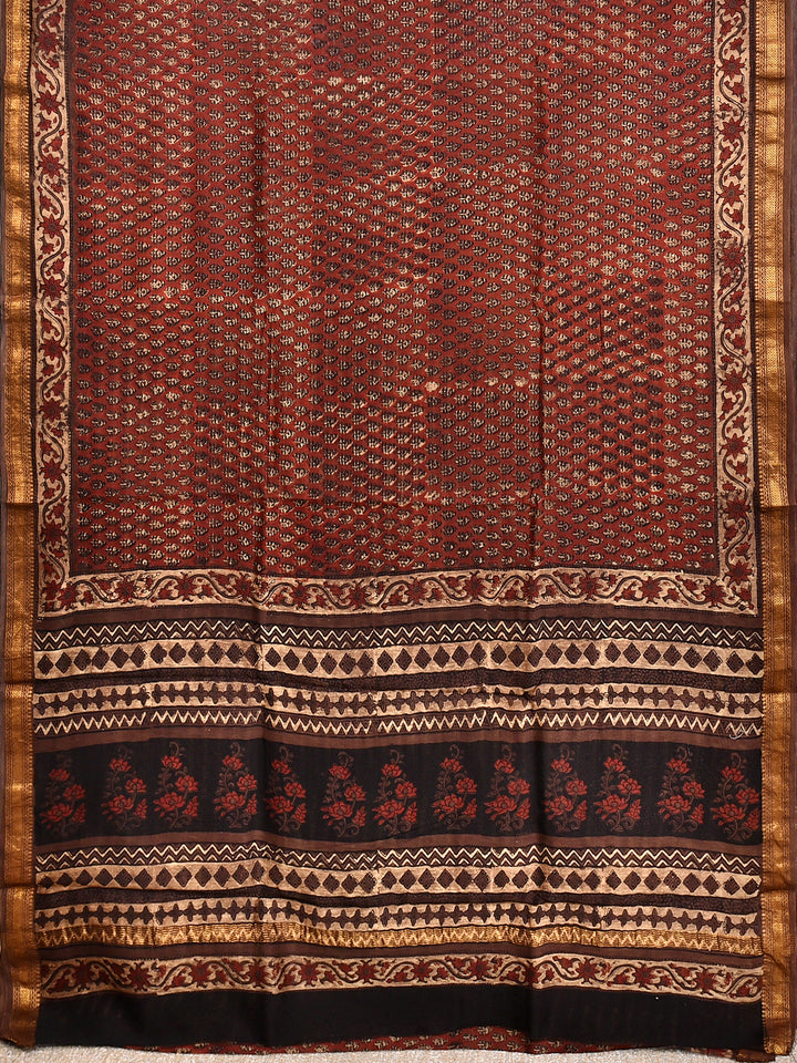 FIRANI : FADAT HANDBLOCK PRINT MAHESHWARI COTTION SILK SAREE