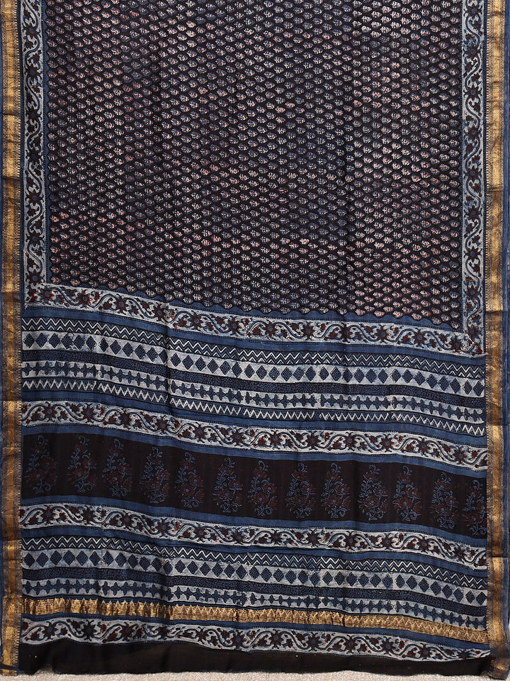 PIYALI : FADAT HANDBLOCK PRINT MAHESHWARI COTTION SILK SAREE