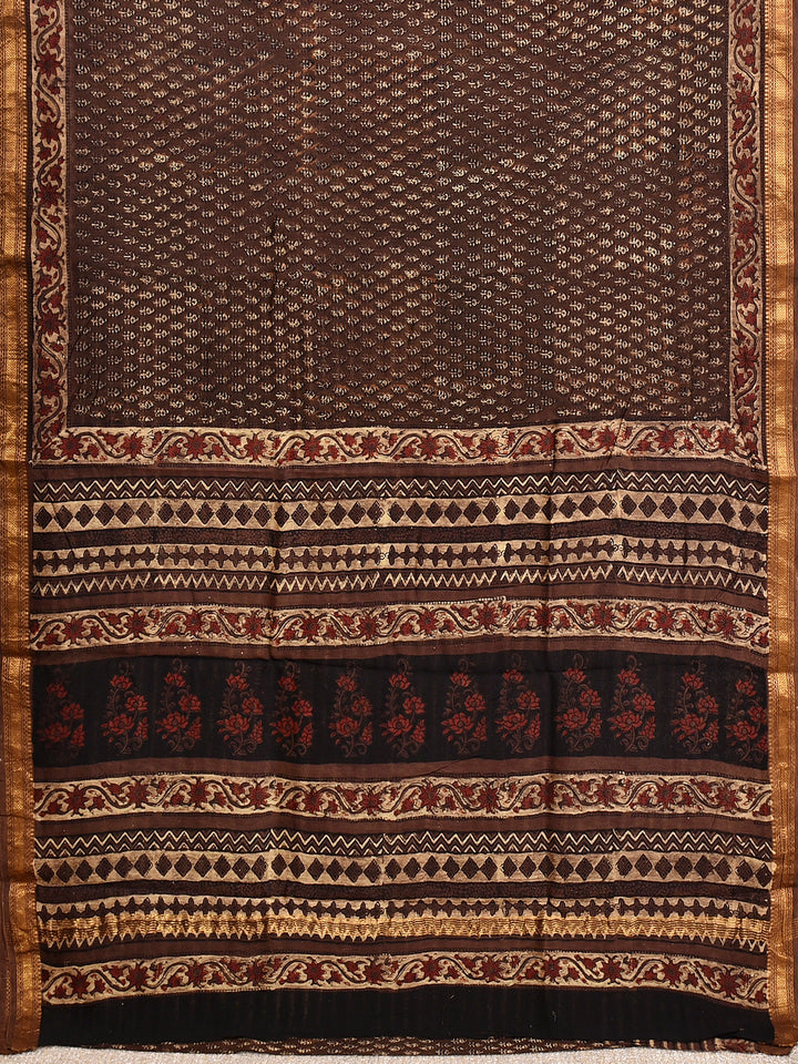 ITI : FADAT HANDBLOCK PRINT MAHESHWARI COTTION SILK SAREE